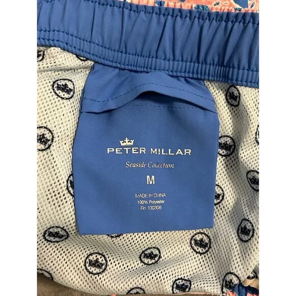Peter Millar Seaside Collection Mens Swim Trunks Crabs Print Elastic Waist M - Picture 2 of 5